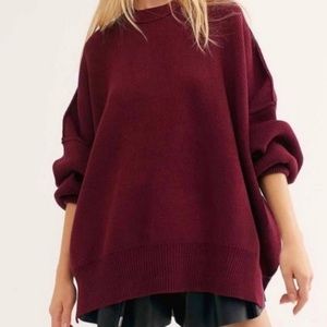 Free People Easy Street Tunic Sweater in Maroon